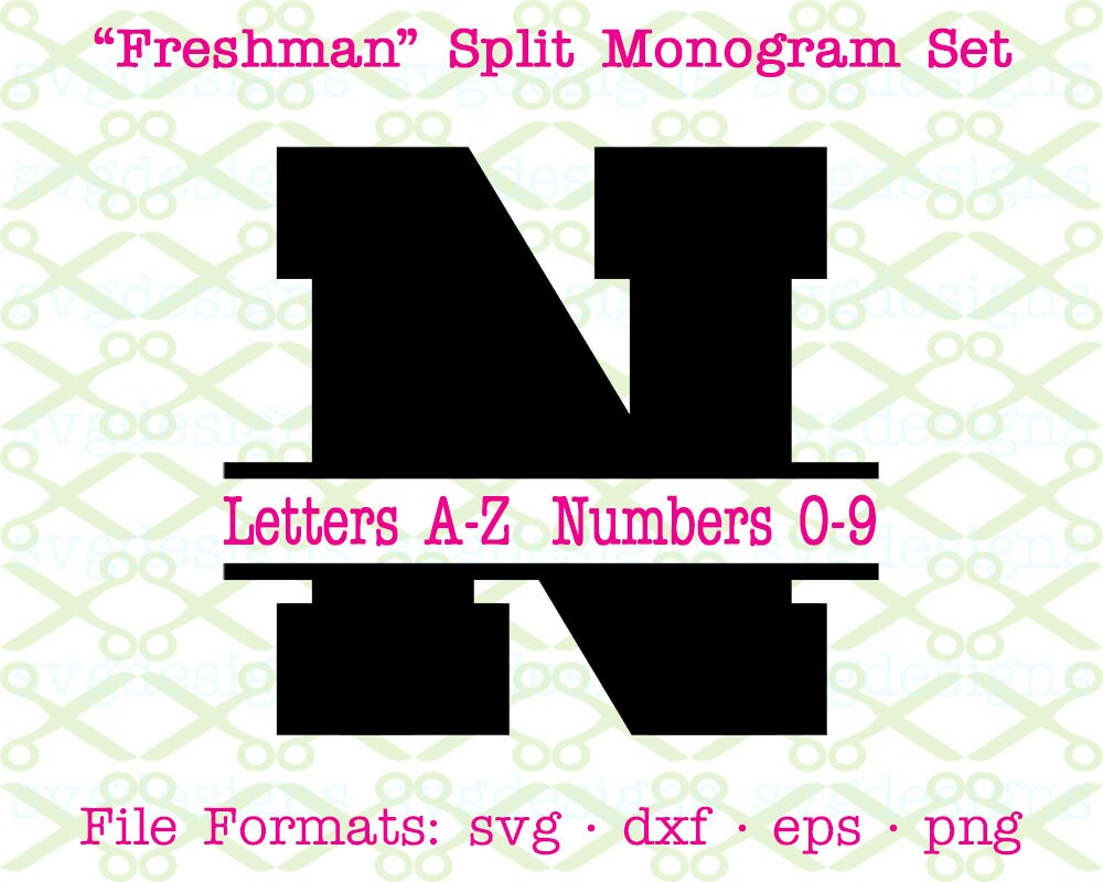 Download FRESHMAN Split Monogram Svg Letters & Numbers Svg Dxf Eps