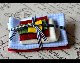 Cotton and Wool fabric Kit for Little French Hen Pattern