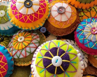 Handmade Pin Cushions - Felt Curlicues
