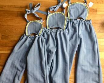 Toddler overalls girls overalls Wide leg striped overalls vintage girls overalls girls wide leg toddler wide leg girls blue overalls halter