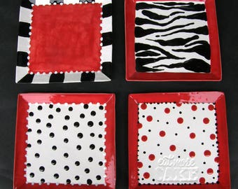 Ceramic dessert plates set of 4