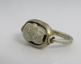 Antique Egyptian Revival Scarab Swivel Flip Ring. Old Egyptian Hallmarks RARE