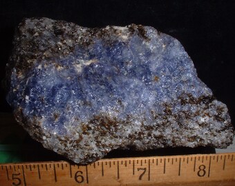 Dark Blue Scapolite in white Scapolite and mica matrix
