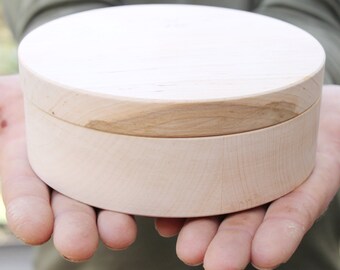 150 mm - Round unfinished wooden box - with cover - natural, eco friendly - 150 mm diameter - B101-150