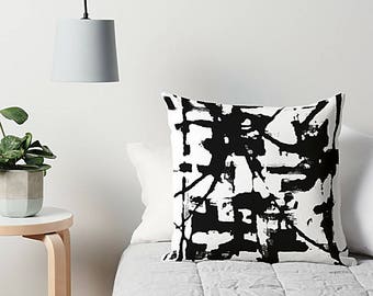 Black And White, Art Pillow, Throw Pillow, Sofa Pillow, Couch Pillow, Abstract Pillow, Accent Pillow, Modern Art Pillow, 16x16 18x18 20x20