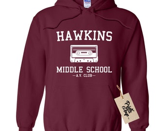Hawkins Middle School AV Club Hoodie / Hooded Sweatshirt - Stranger Sweater Pullover - Unisex Fit - Ultra Soft