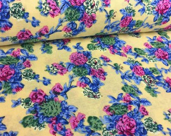 Yellow Teacup Print Polyester Fabric - 54 Inches Wide
