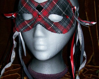 Wool plaid harlequin mask