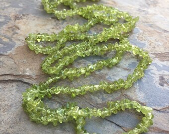 Peridot Chip Beads, Small Peridot Chips, Green Gemstone Chip Beads, 32 inch strand, 3.5mm approx.