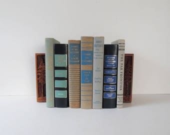 Vintage Blue Book Collection Vintage Book Decor Blue Book Decor Mid century book Collection Vintage Books Vintage stories novels art deco