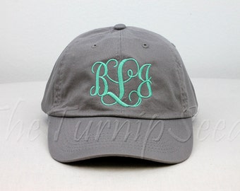 Ladies' Monogram Baseball Cap Monogram Hat Monogram Cap Summer Beach Hat - Custom Color Hat and Embroidery.