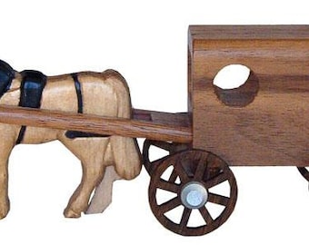 Walnut Wood Horse and Buggy