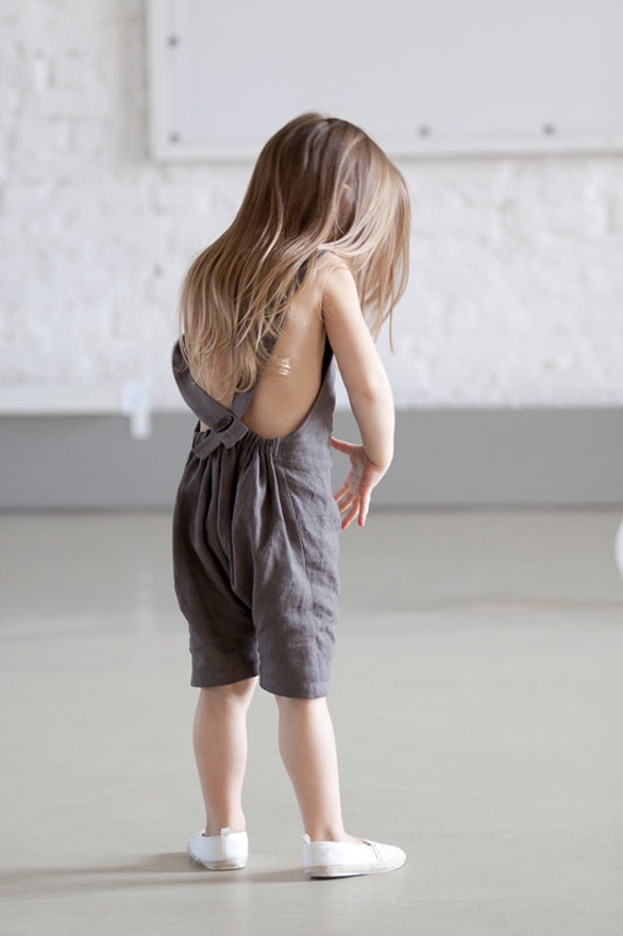 Linen romper Toddler romper Harem shorts with suspenders