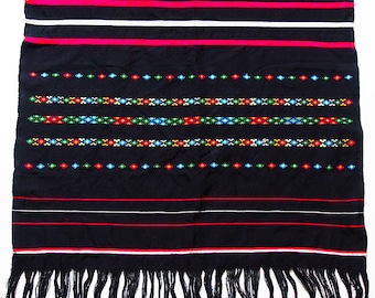 Vintage Guatemalan Mayan Textile Hand-Woven Backstrap Loom Table Runner 78" x 24"
