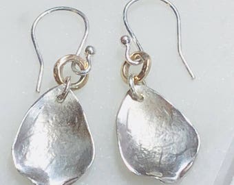 Boho 9kgold & silver rose petals earrings
