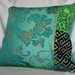 2 20x20", Bohemian Style, Decorative Pillow Cover in Emerald Green, Designers Guild Printed Cotton and Cut Velvet by Jane Hall Design