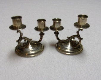 Pair of Vintage Sterling Silver Candleholders/Two Arm Candlelabra, Made by Fisher Silversmiths