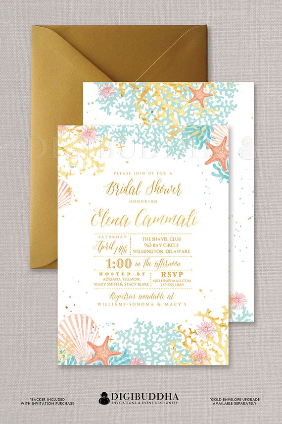 beach bridal shower invitations