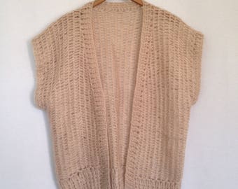 1980s oyster loose knit boxy vest