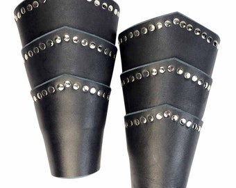 Knights Studded Arm Bracers - Medieval Leather Bracers - Leather Vambraces - #DK6000