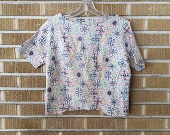 60s atomic starburst crop top