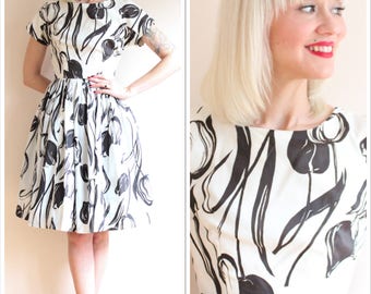 1960s Dress // Black Roses Dress // vintage 60s dress
