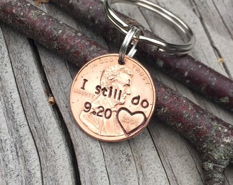 I Still Do Hand Stamped Heart Around Year Penny, Personalized Gift For Him, Her, Custom 1, 7 Year Anniversary Gift, Traditional Copper