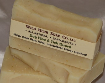 NATURAL Flea DOG Soap - Honey and Oatmeal - Helps REPEL fleas, ticks & more - Gentle, Creamy, Effective