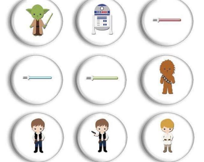 Star Wars Magnets - Kids Party Favors - Reward Prizes - kid's Gifts - Refridgerator Magnets - Star Wars Room Decor - yoda