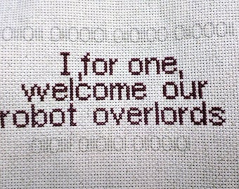 Robot Overlords Cross Stitch