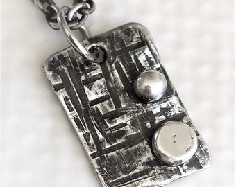 oxidized sterling silver rectangle pendant necklace