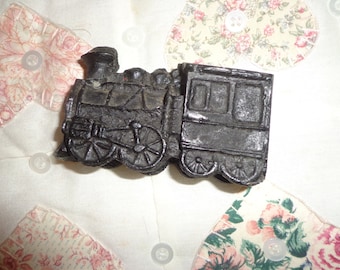 Adorable Vintage Folk Art Train Engin Is a great Present 3 1/2 or 8.89 centimeters down, 2''or 5.08 centimeters down