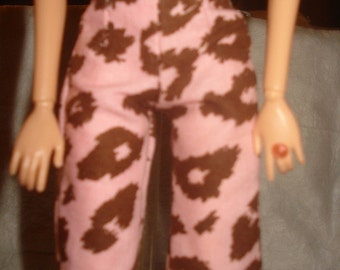 Fashion Doll Coordiates - Pink and brown Leopard print capri shorts - es154
