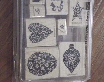Stampin Up Wood Mounted Stamp Set Ornate Ornaments