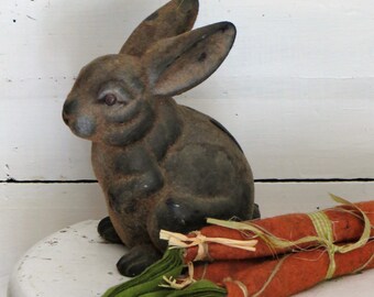 Vintage Large Flocked Rabbit Bank, Flocked Easter Bunny Bank, Vintage Easter Decor