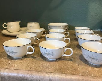 Mid century, Modern Star Teacups and saucers set of 10