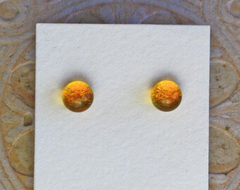Dichroic Glass Earrings, Petite, Marigold DGE-1312