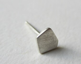 Single Geometric Stud Earring oxidized silver modern eco friendly 1/4 inch