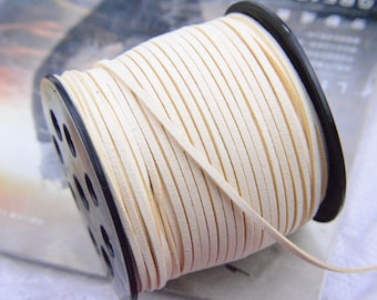10 yds Cream Faux Suede Cord, faux suede leather strings, mala string, mala thread, leather cord, Leather thread for Jewelry&Crafts 2.5x1mm