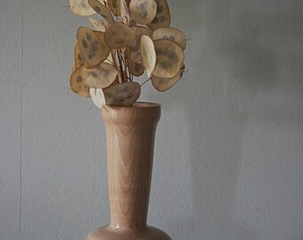 Dry flowers turned wood vase