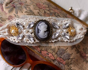 Cameo Lace cuffed embellished bracelet