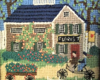 1980 Dimensions Needlepoint Finished "Florist" Framed