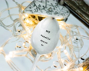 MY Nutella Spoon - Hand Stamped Engraved Spoon - Nutella Gift - Vintage Table Spoon