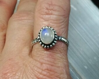 Rainbow Moonstone Ring - Size 10