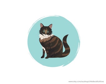 Custom Cat Portrait illustration | Personalised Digital Illustration | Digital Pet Portrait