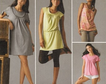 A Sleeveless, Cap, or Short Top, Tunic & Mini Dress Pattern for Women: Uncut - Sizes 6-8-10-12-14, Bust 30-1/2" - 36" ~ Simplicity 2934