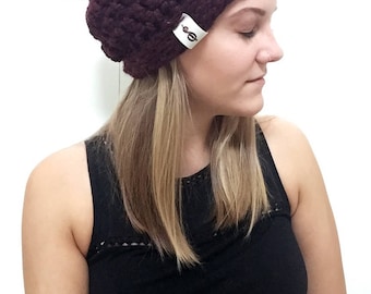Maroon Chunky Crochet Beanie