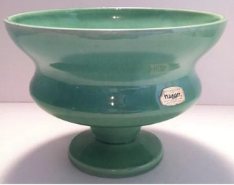 Haeger Pottery Glossy Green Pedestal Planter Retro Mod