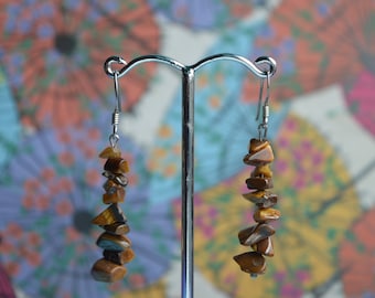 Sterling Silver Tigers Eye Chip Earrings