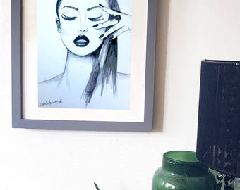 Black and White Watercolour Fashion Illustration